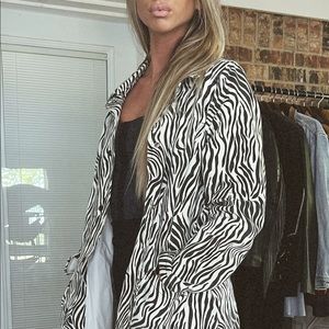 Zebra Print Trench Coat, Canvas Material, Sz. Large